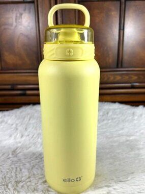 Ello Butter Yellow 32oz Stainless Steel Water Bottle Carry Handle Leakproof
